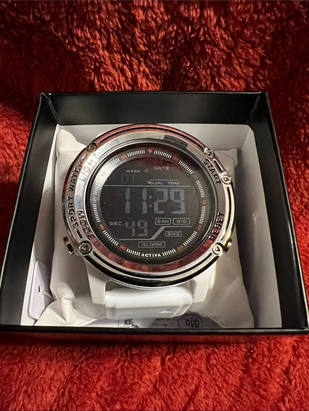 Activa White Digital Sport Watch - Dual Time, Alarm